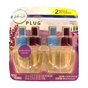 NEW Febreze 2 Refills Odor-Fighting Plug Air Freshener Mediterranean Lavender